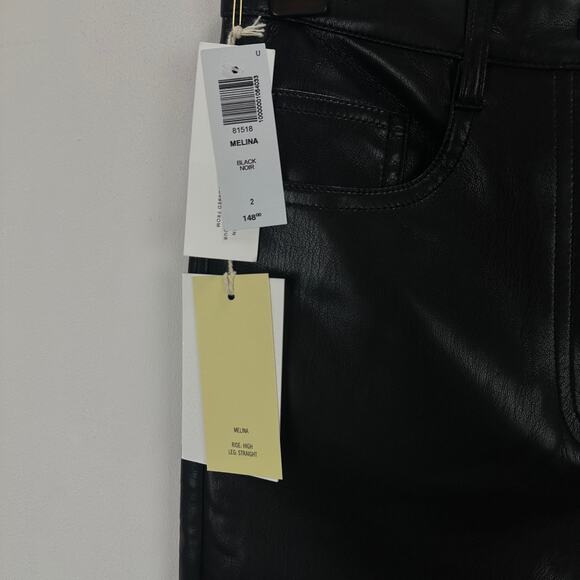 Aritzia Wilfred The Melina Pant High Waist Vegan Leather Straight Black US 2 NWT - Picture 7 of 11